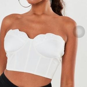 White Satin Lace Cupped Corset Bodice